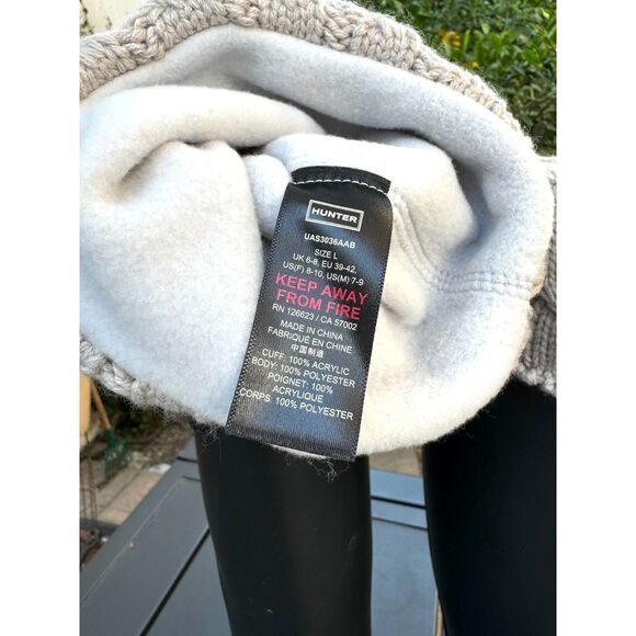 NWOT Hunter Tall Cable Knit Cuff Rain Boot Wellies Socks SZ L = US Wmns SZ 8-10 - Picture 5 of 6